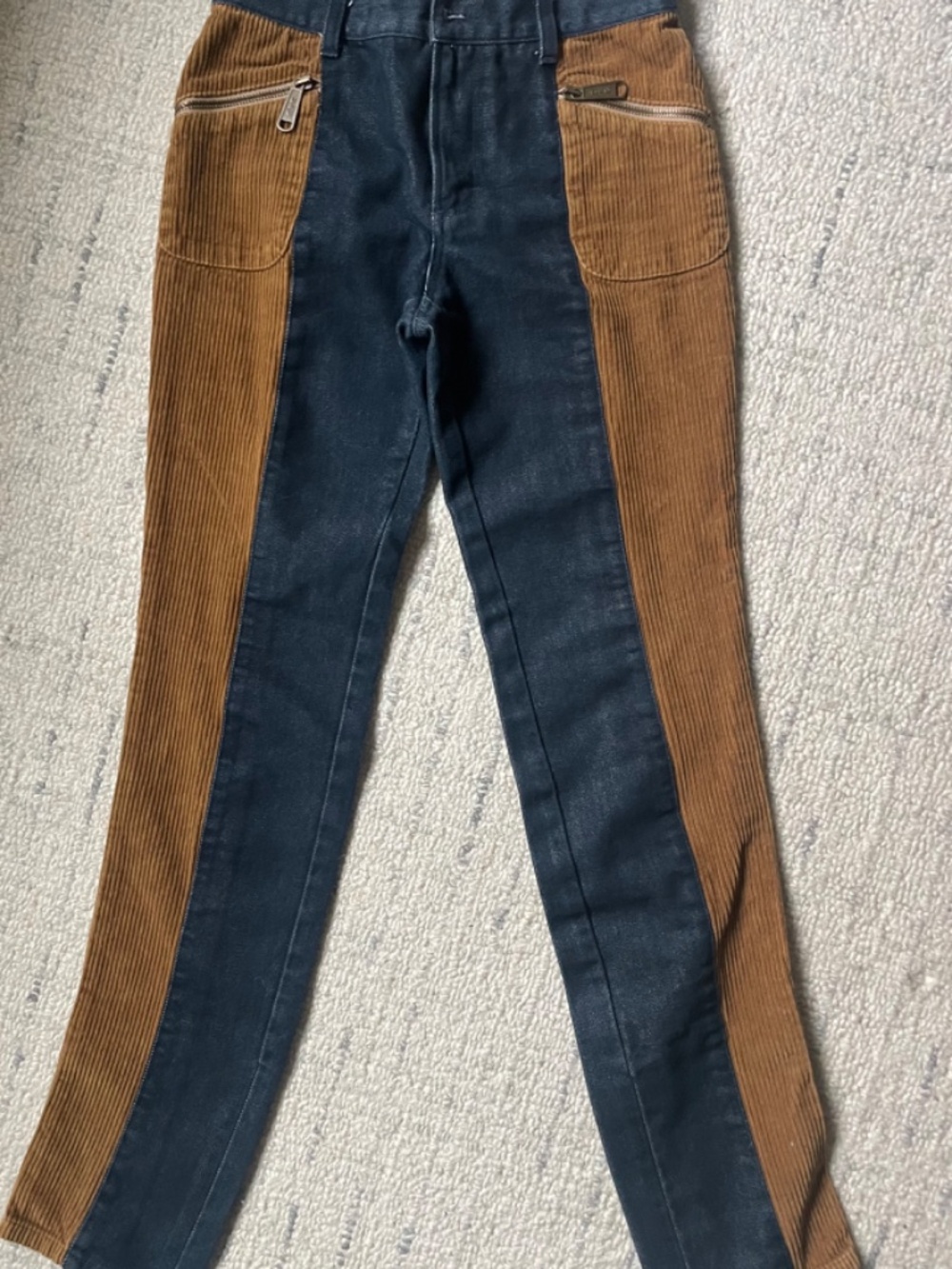 Vintage D&G hybrid pants denim/corduroy with zippered leg size 27